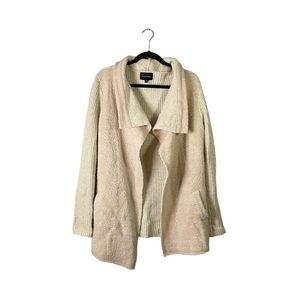 Le Fee Verte Pink Cream Knit Loose Fit Winter Cardigan Sweater Size Medium